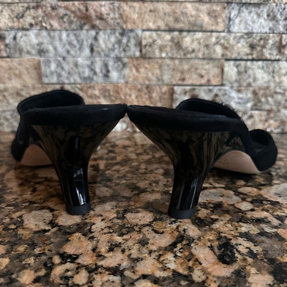 Tory Burch Women's Eleanor Black Pavé Kitten Heel Sandals - Picture 5 of 9